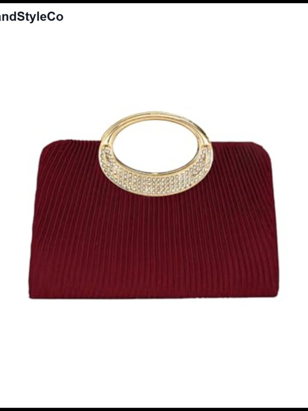 Pleated Rhinestone Evening Clutch with Chain Strap Formal Party Purse